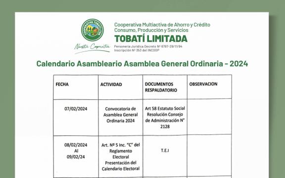 Calendario Asambleario 2024